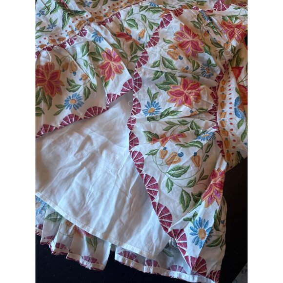 Farm Rio XS Floral Puff Sleeve Smocked Mini Dress Tie Ruffle Details Multicolor - Picture 4 of 7